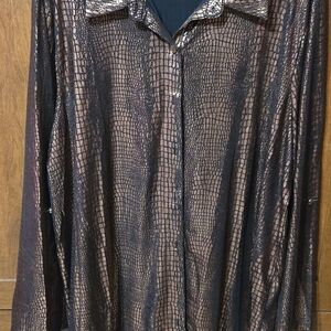 SHEIN Black and Brown Button Down Shirt